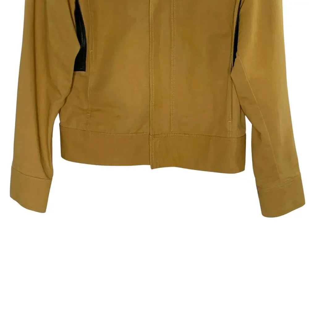 Dolce Gabbana M Vintage Womens Cotton Leather Detail Cropped Jacket Khaki - Picture 5 of 8